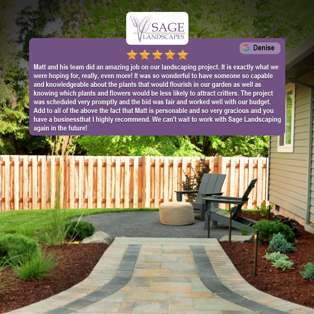 Sage Landscaping review highlighting project satisfaction and garden design success.