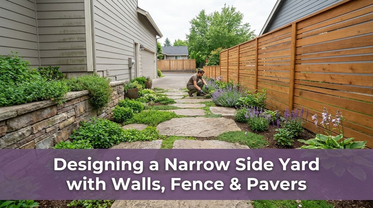Blog post Designing a Narrow Side Yard with Walls, Fence & Pavers image